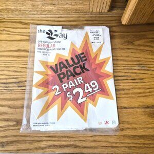 VTG NOS 1970s The Bay Pantyhose 2‑Pack White One Size Nylon Retro Grannycore